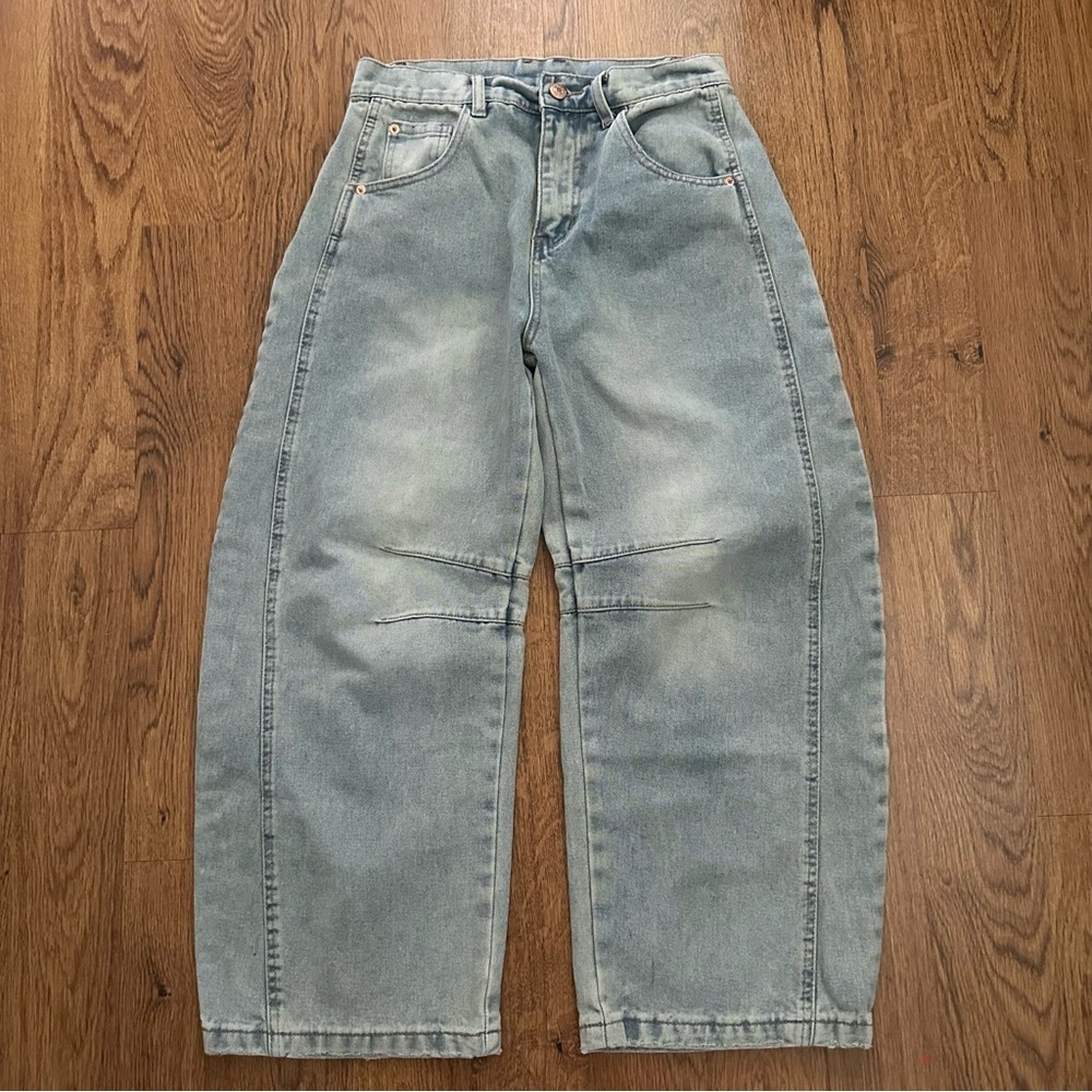 Miss Love Stylish light blue barrel cotton Jeans size medium oversized
